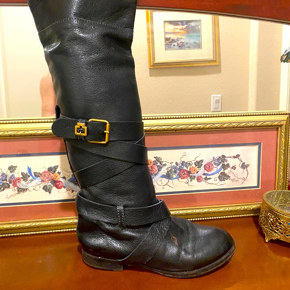 Chloe Black Leather Knee High Riding Boots Sz 7 or 37